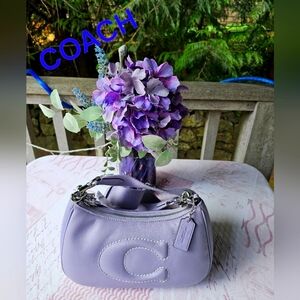 Nwt CoachTeri Lavender Shoulder Bag Smooth Leather with Signature Quilting